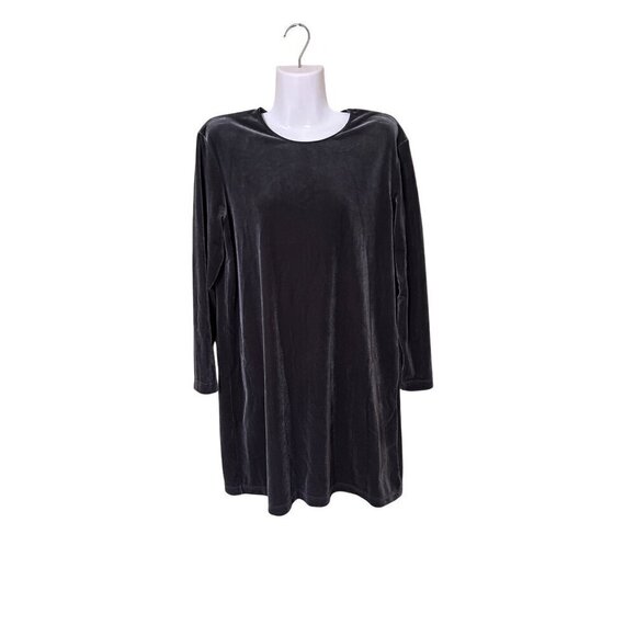 J. Jill Petite Velvet Tunic Dress S‎ Gray Polyester Spandex Made In USA - Picture 1 of 8
